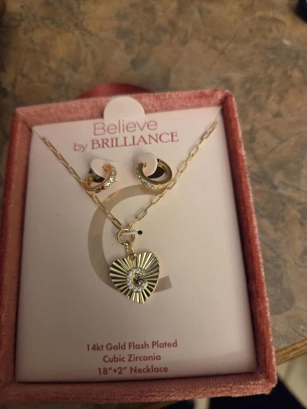 Believe by Brilliance Gold Heart Pendant Necklace with CZ Accent - Gold